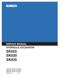 KOBELCO SK025, SK030, SK035 HYDRAULIC EXCAVATOR SERVICE MANUAL PDF
