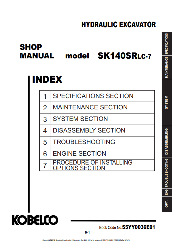 KOBELCO SK140SRLC-7 HYDRAULIC EXCAVATOR SHOP MANUAL PDF