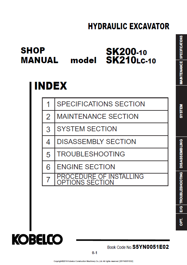 KOBELCO SK200-10, SK210LC-10 HYDRAULIC EXCAVATOR SHOP MANUAL PDF
