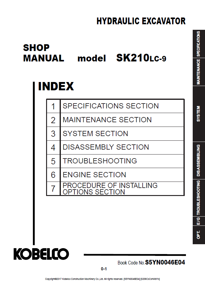 KOBELCO SK210LC-9 SHOP MANUAL PDF