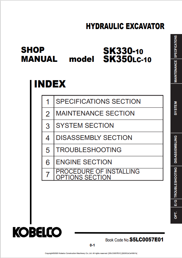 KOBELCO SK330-10, 350LC-10 HYDRAULIC EXCAVATOR SHOP MANUAL PDF