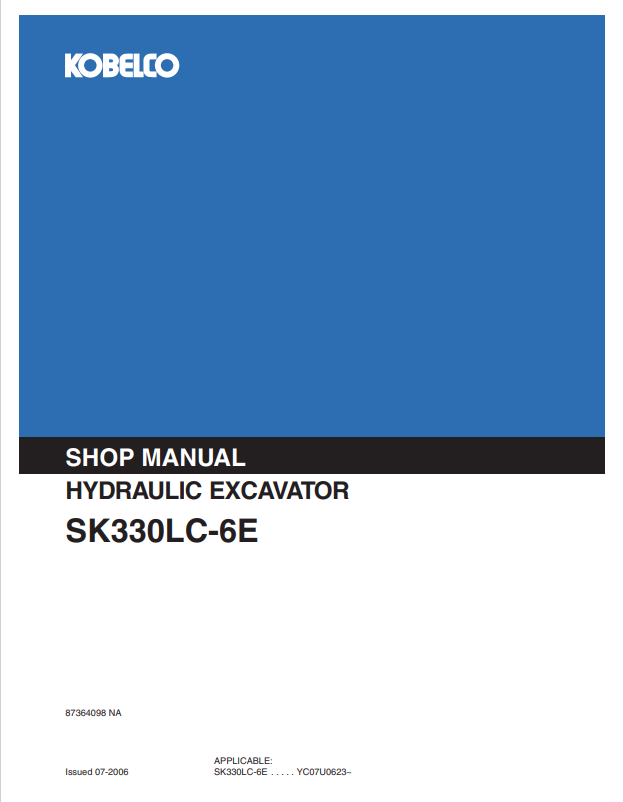KOBELCO SK330LC-6E HYDRAULIC EXCAVATOR SHOP MANUAL PDF