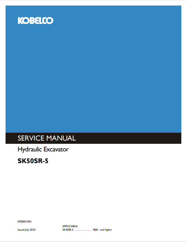 KOBELCO SK50SR-5 HYDRAULIC EXCAVATOR SHOP MANUAL PDF