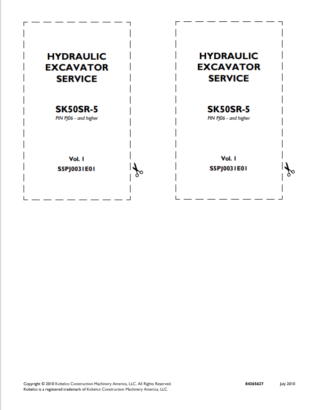 KOBELCO SK50SR-5 HYDRAULIC EXCAVATOR SHOP MANUAL PDF