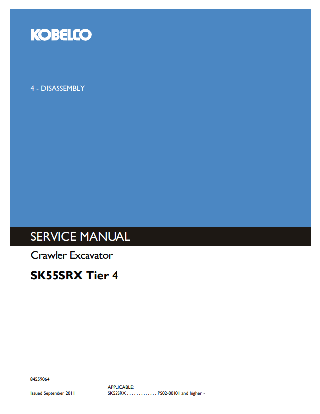 KOBELCO SK55SRX TIER 4 CRAWLER EXCAVATOR SERVICE MANUAL PDF