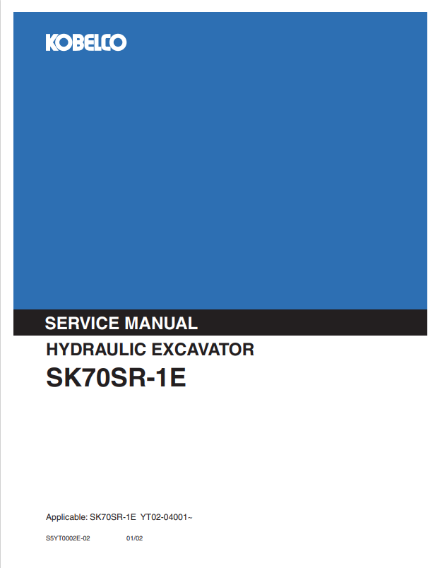 KOBELCO SK70SR-1E HYDRAULIC EXCAVATOR SERVICE MANUAL PDF
