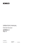 Kobelco Machine Hydraulic Excavator 260SRLC-3 Tier 4 Operator Manual PDF