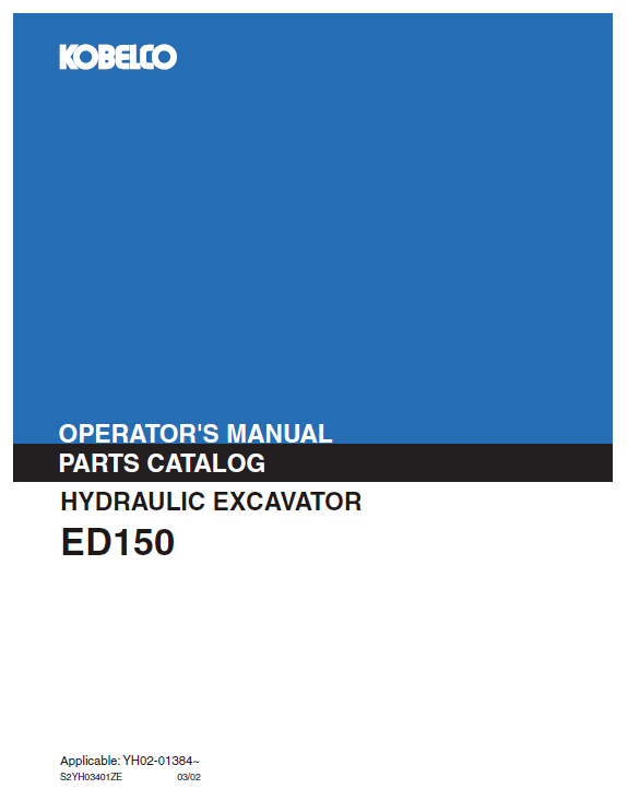 Kobelco Machine Hydraulic Excavator ED150 Operator Manual PDF
