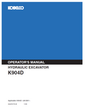Kobelco Machine Hydraulic Excavator K904D Operator Manual PDF