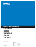 Kobelco Machine Hydraulic Excavator K904E K904ELC K905A K905ALC Operator Manual PDF
