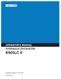 Kobelco Machine Hydraulic Excavator K905LC II Operator Manual PDF
