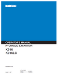 Kobelco Machine Hydraulic Excavator K916 K916LC Operator Manual PDF