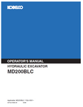 Kobelco Machine Hydraulic Excavator MD200BLC 1 Operator Manual PDF
