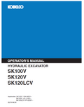 Kobelco Machine Hydraulic Excavator SK100V,SK120V,SK120LCV Operator Manual PDF