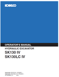 Kobelco Machine Hydraulic Excavator SK130 IV,SK130LC IV Operator Manual PDF