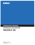 Kobelco Machine Hydraulic Excavator SK220LC III Operator Manual PDF
