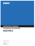 Kobelco Machine Hydraulic Excavator SK27SR-3 Operator Manual PDF
