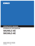 Kobelco Machine Hydraulic Excavator SK290LC-6E, SK330LC-6E Operator Manual PDF