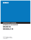 Kobelco Machine Hydraulic Excavator SK300 III SK300LC III Operator Manual PDF
