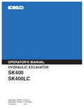 Kobelco Machine Hydraulic Excavator SK400,SK400LC Operator Manual PDF