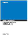 Kobelco Machine Hydraulic Excavator SK480LC-6E Operator Manual PDF