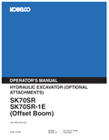 Kobelco Machine Hydraulic Excavator SK70SR,SK70SR-1E Optional Attachments Operator Manual PDF