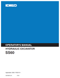 Kobelco Machine Hydraulic Excavator SS60 Operator Manual PDF