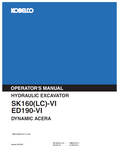 Kobelco Machine Hydraulic Excavator Sk160(Lc)-vied190-vi Dynamic Acera Operator Manual PDF