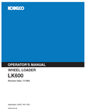 Kobelco Machine Wheel Loader LK600A Operator Manual PDF