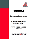 MUSTANG 1000M COMPACT EXCAVATOR OPERATOR MANUAL 50940498 - PDF