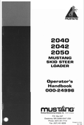 MUSTANG 2040, 2042, 2050 SKID STEER LOADER OPERATOR MANUAL 000-24996 - PDF