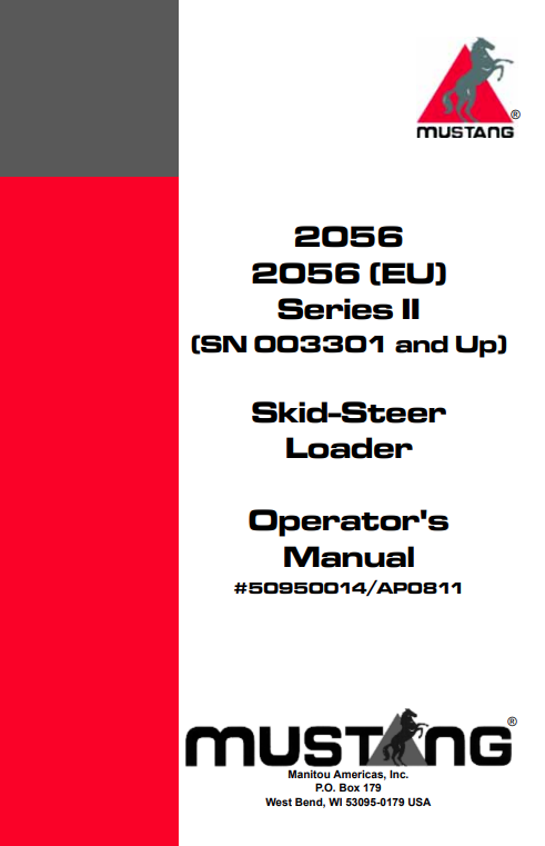 MUSTANG 2056, 2056 [EU] SERIES II SKID-STEER LOADER OPERATOR MANUAL 50950014 - PDF