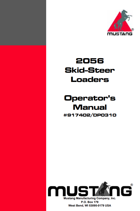 MUSTANG 2056 SKID-STEER LOADER OPERATOR MANUAL 917402 - PDF
