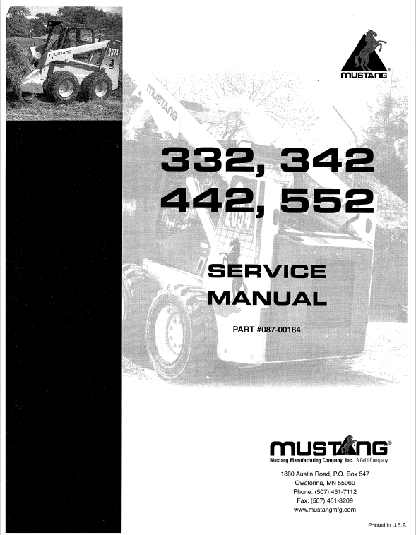 MUSTANG 332, 342, 442, 552 SERVICE MANUAL 087-00184 - PDF