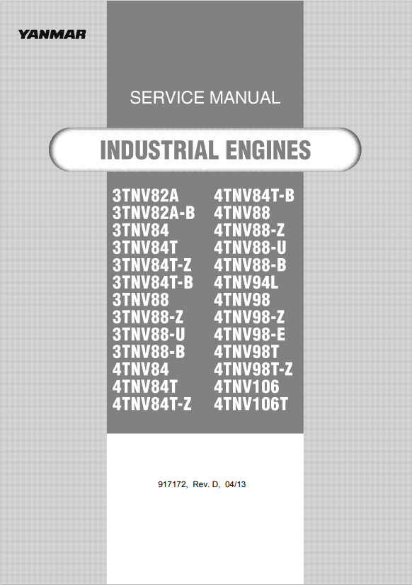 MUSTANG 3TNV82A, 3TNV82A-B, 3TNV84 INDUSTRIAL ENGINE SERVICE MANUAL - PDF