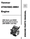 MUSTANG 4TNV98C-WBV, Z80, 800Z ENGINE GEHL EXCAVATOR PARTS MANUAL 50940332 - PDF
