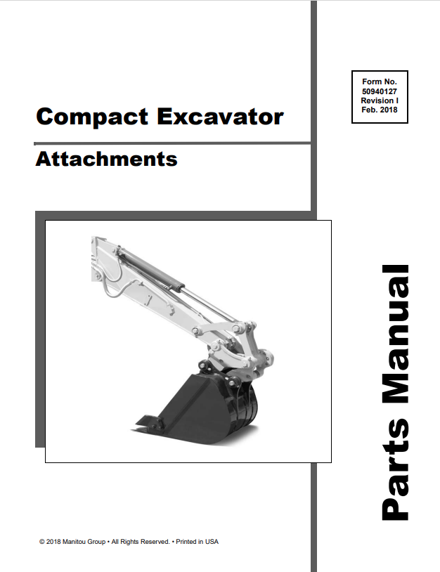 MUSTANG 50940127I COMPACT EXCAVATOR ATTACHMENTS PARTS MANUAL 50940127 - PDF
