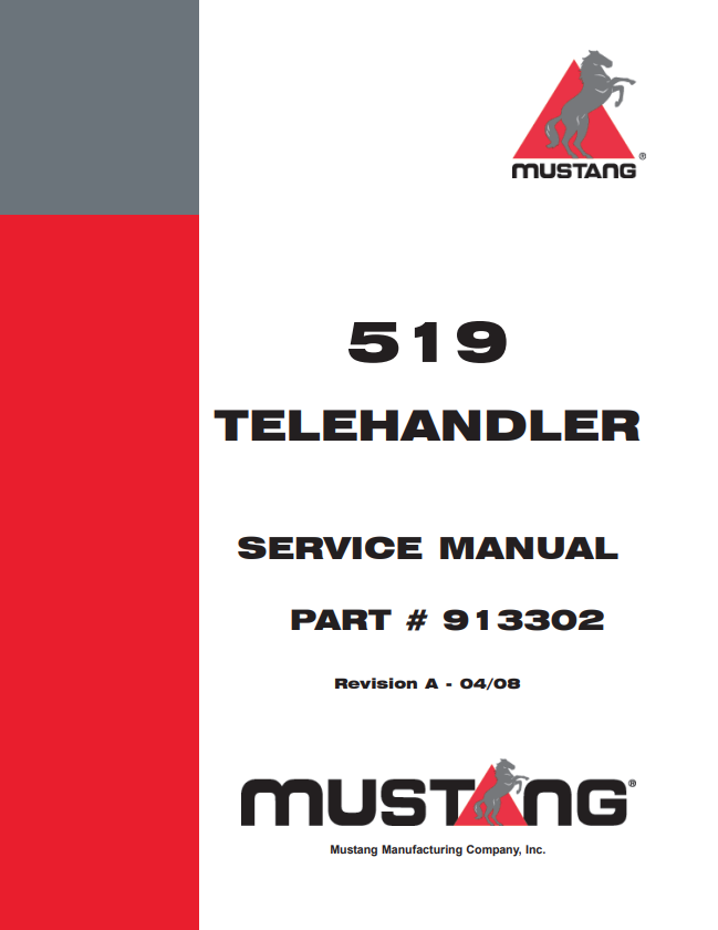 MUSTANG 519 TELEHANDLER SERVICE MANUAL 913302 - PDF