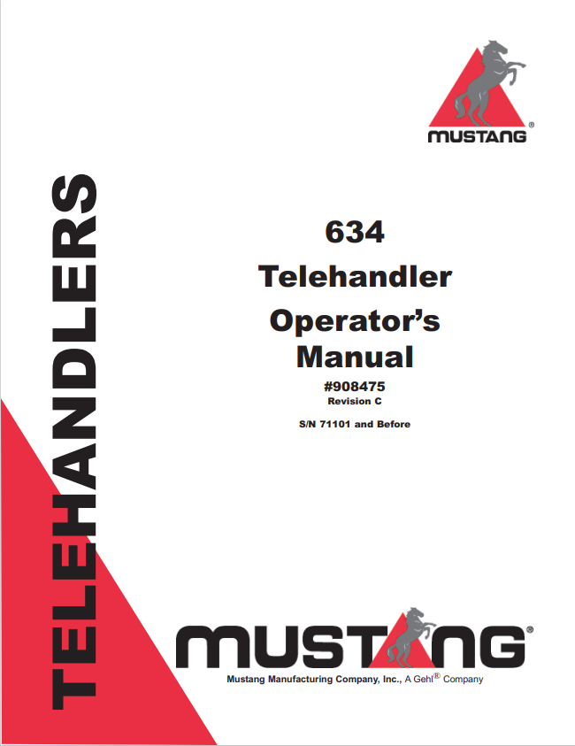 MUSTANG 634 TELEHANDLER OPERATOR MANUAL 908475 - PDF