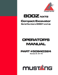 MUSTANG 800Z, NXT2 COMPACT EXCAVATOR OPERATOR MANUAL 50940324 - PDF