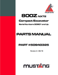 MUSTANG 800Z, NXT2 COMPACT EXCAVATOR PARTS MANUAL 50940325 - PDF