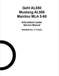 MUSTANG AL550, AL508, MLA 5-60 ARTICULATED LOADER SERVICE MANUAL 50940658 - PDF
