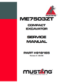 MUSTANG COMPACT ME7503ZT EXCAVATOR SERVICE MANUAL 918165 - PDF