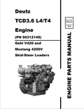 MUSTANG DEUTZ TCD3.6 L4/T4 ENGINE, GEHL V420, 4200V SKID-STEER LOADER PARTS MANUAL 50950440 - PDF