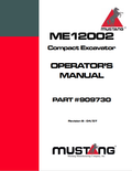 MUSTANG ME12002 COMPACT EXCAVATOR OPERATOR MANUAL 909730 - PDF