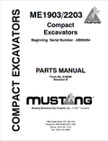 MUSTANG ME1903, ME2203 COMPACT EXCAVATOR PARTS MANUAL 918046 - PDF