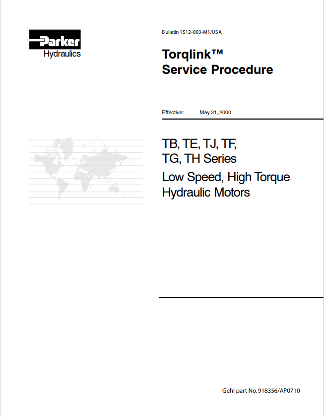 MUSTANG PARKER TB, TE, TJ, TF, TG, TH SERIES LOW SPEED, HIGH TORQUE, HYDRAULIC MOTOR SERVICE MANUAL 918356A - PDF