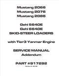 MUSTANG YANMAR 2066, 2076, 2086 TIER 3 ENGINE GHEL 5640E, 6640E SKID-STEER LOADER SERVICE MANUAL 917292B - PDF
