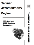 MUSTANG YANMAR 4TNV86CT-PBV, Z55, 550Z ENGINE GEHL EXCAVATOR PARTS MANUAL - PDF