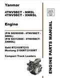 Mustang 2100RT/2150RT, Gehl RT210/RT215, Yanmar 4TNV98CT - NMSL, 4TNV98CT - XNMSL Engine Compact Track Loaders Parts Manual 50940196 - PDF